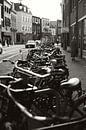 Fietsen op de Haagdijk, een zwartwit foto in Breda van Texas van Egmond thumbnail