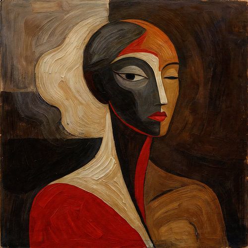 Kubistisch geïnspireerd portret van een vrouw