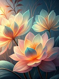 Fleurs de lotus lumineuses sur Artistic