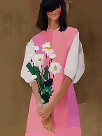 Frau mit Wildblumen von IamHome Studio