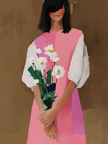 Woman with wildflowers