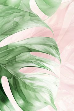 Botanical Illustration in Green and Pink by Lauren Wilde