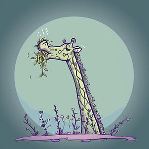 Cartoon Lange Giraffe Spaß in Pastellfarben