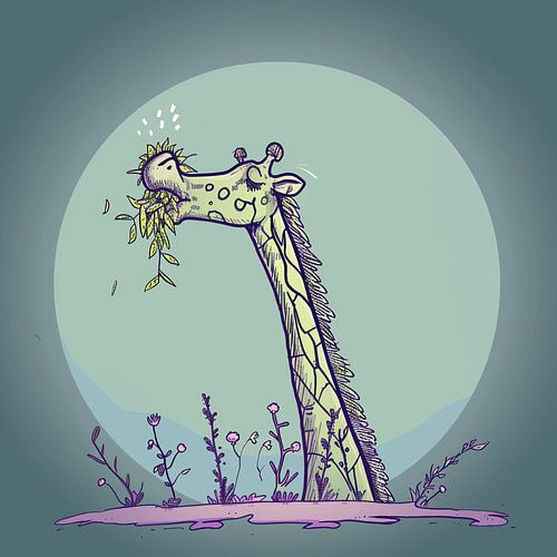 Cartoon Long Giraffe Fun in Pastel Colours