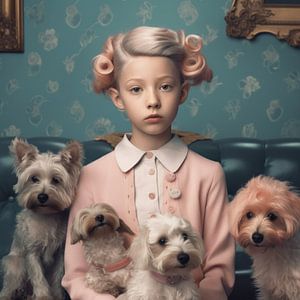 Kunstporträt "Ich und meine Hunde"
