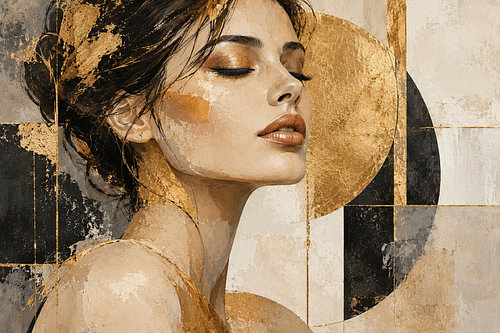 Golden Elegance – Vrouw in goud en stilte
