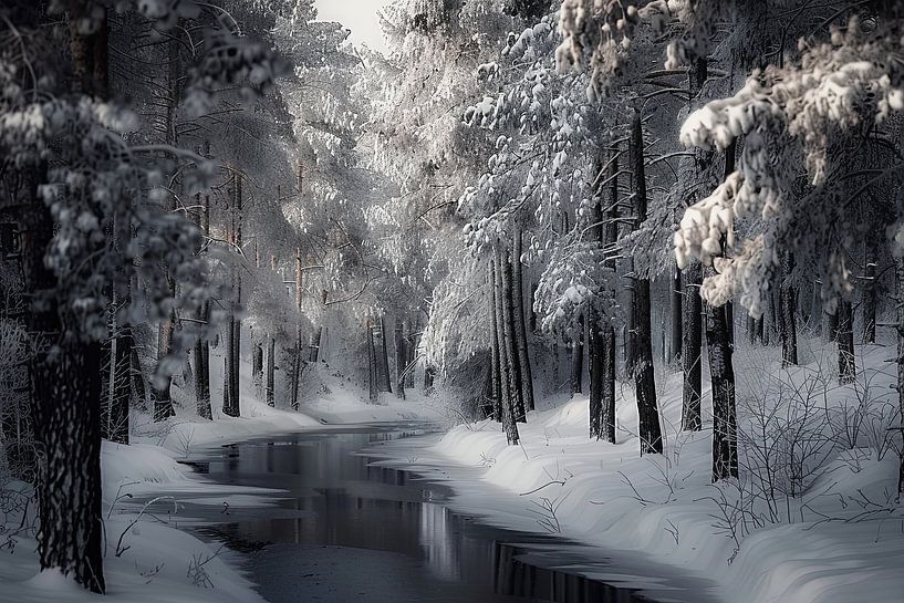 temps de silence et de spiritualité rivière dans la forêt d'hiver par Egon Zitter