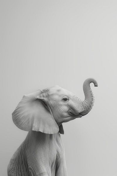 Soft Grey - Portrait d'un bébé éléphant par Eva Lee