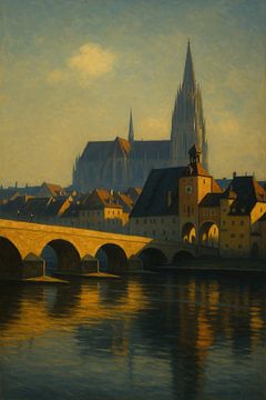 Reflets d'or de Ratisbonne - Art mural européen intemporel sur Travel Shop