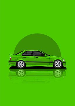 Kunstauto 1997 BMW M3 E36 groen van D.Crativeart