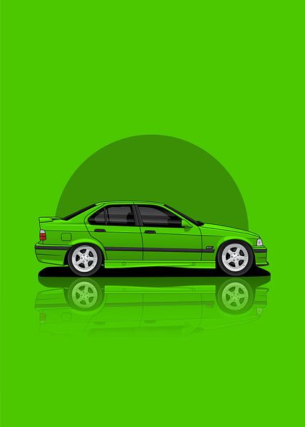 Kunstauto 1997 BMW M3 E36 groen van D.Crativeart