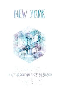 Koordinaten NYC Manhattan Bridge | Aquarell