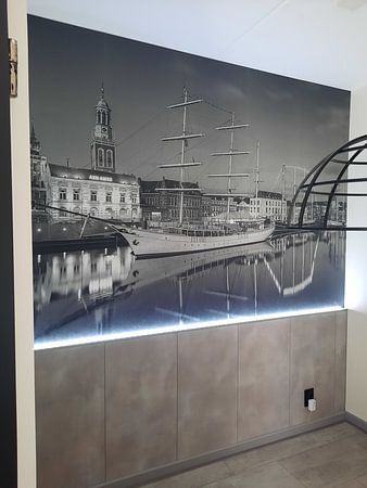 Stadsfront Kampen with Stedemaeght black and white