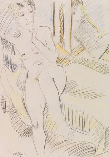 Max Pechstein, Naakt in de spiegel, 1920