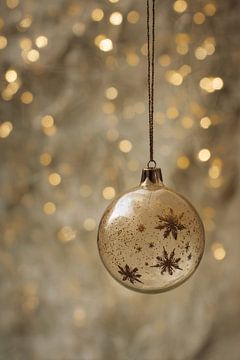Boule de Noël Transparente Or avec Flocons de Neige en Light Glow sur Eva Lee