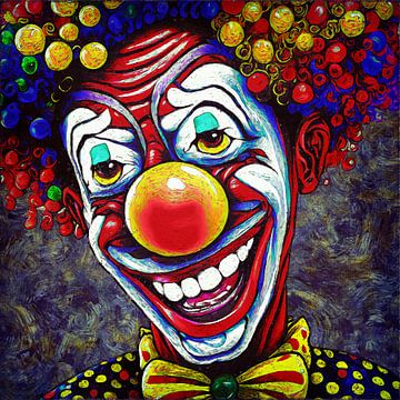 Lachende clown in de stijl van Vincent van Gogh (kunst) van Art by Jeronimo