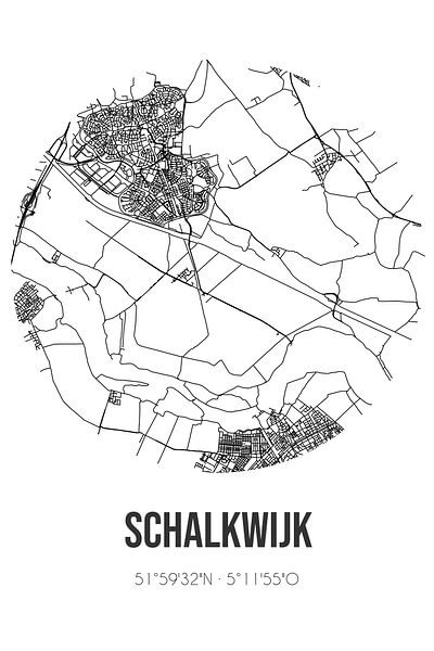 Schalkwijk (Utrecht) | Map | Black and White by Prints of Place