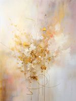Abstract schilderij - roze, wit, amber en goud