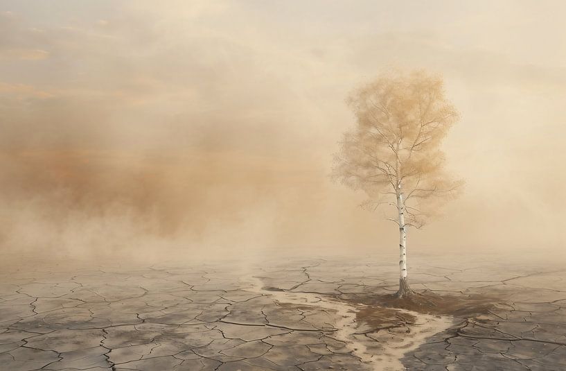 Boom in de zonsondergang van fernlichtsicht