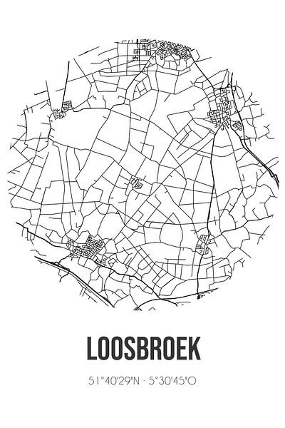 Loosbroek (Noord-Brabant) | Map | Black and White by Prints of Place