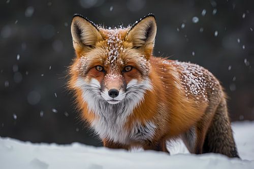 Majestueuze vos in een sneeuwlandschap