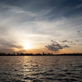 Sunset over the skyline of Rotterdam seen from the Kralingse Plas by Tjeerd Kruse