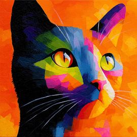 A Pop Art portrait of a sweet little kitten