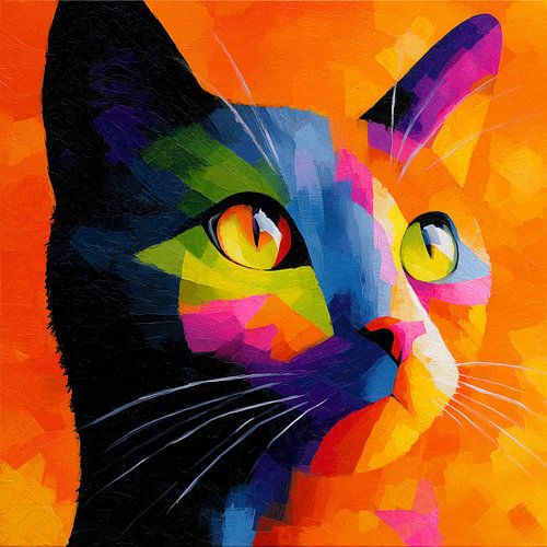 Popart portret van een klein lief poesje