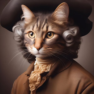 Historische Figur mit Katzenkopf