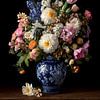 Vase en faïence de Delft avec un bouquet somptueux sur Studio Ypie