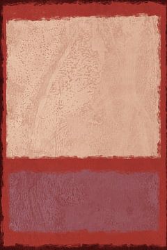 Abstrakte minimalistische Landschaftsmalerei in weiß, rot, rosa von Abstrakte minimalistische Kunst