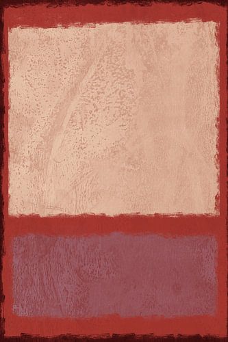 Abstract minimalistisch landschapschilderij in wit, rood, roze