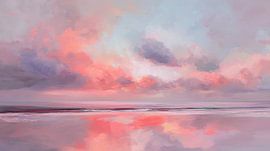 Des nuages rosés sur des vagues tranquilles sur Mosaic Dialogue