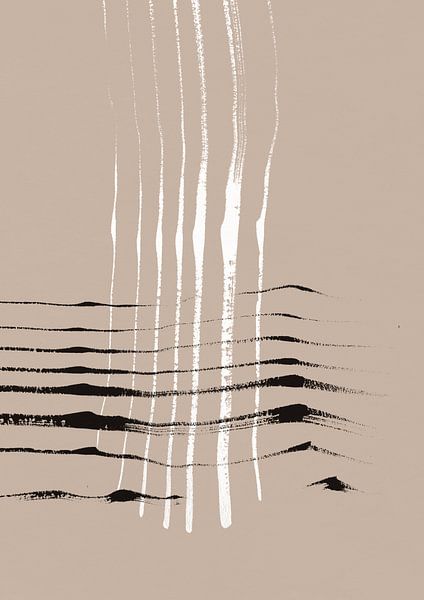 Strokes 12 | Black &amp; White Neutral Brush Stroke Abstract by Menega Sabidussi