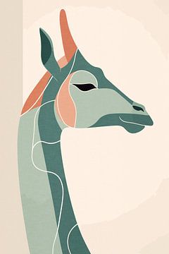 Giraffe in Pastellfarben en profil
