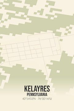 Vintage landkaart van Kelayres (Pennsylvania), USA. van MijnStadsPoster
