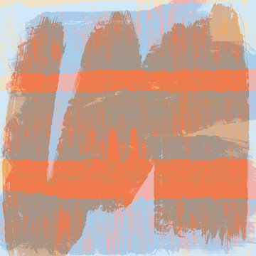 Dromenland. Landschap in Pasteltinten. Moderne abstracte kunst in oranje en blauw van Dina Dankers