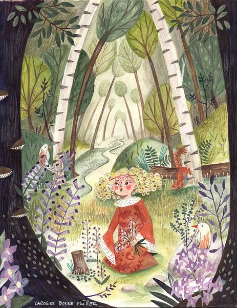 Princess in the forest with flowers by Caroline Bonne Müller