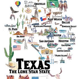 Texas State USA Illustraties met reisplannen Hoogtepunten en herinneringen van Markus Bleichner