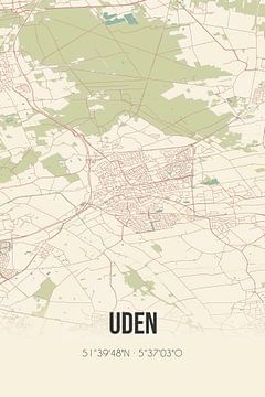 Vintage landkaart van Uden (Noord-Brabant) van MijnStadsPoster