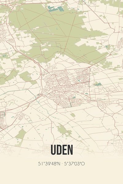 Alte Landkarte von Uden (Nordbrabant) von Ortsdrucke