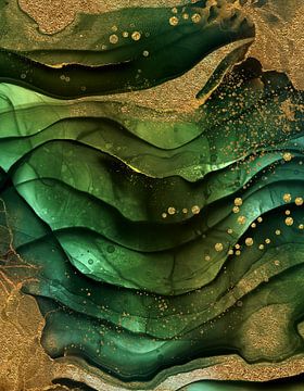 Abstrakte Marmor Landschaft Mit Gold Glitter von Uta Naumann