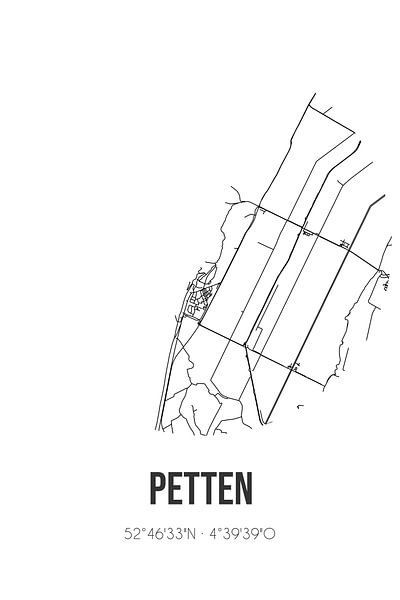 Petten (Noord-Holland) | Map | Black and white by Prints of Place