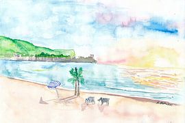 Französische Riviera Strand Szene in der Nähe von Beaulieu-sur-Mer