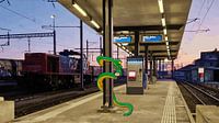 Wachtrij op het station