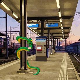 Wachtrij op het station van HEUBEERE Cartoons