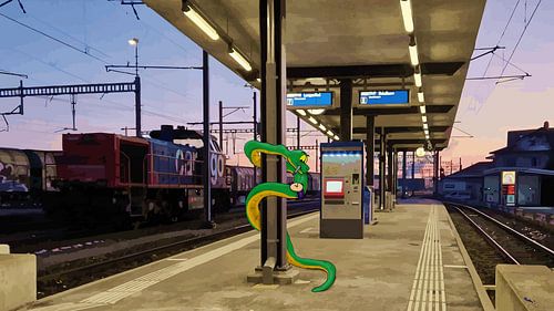 Warteschlange am Bahnhof