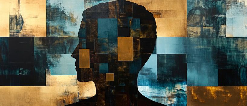 Fragmentation mentale - Silhouette Couleurs silencieuses - Mens par Poster Art Shop