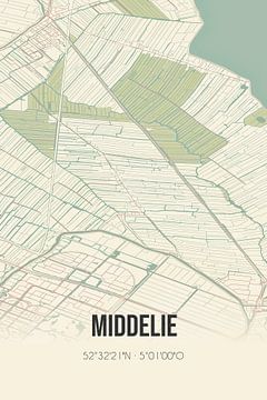 Vintage landkaart van Middelie (Noord-Holland) van Rezona