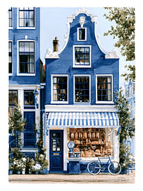 ein niedliches, altmodisches Lebensmittelgeschäft in einem Amsterdamer Treppengiebelhaus von Margriet Hulsker